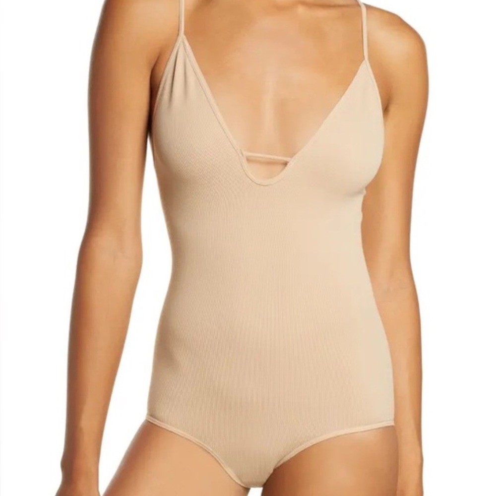 NWT Free People Beige Ribbed Bodysuit XS